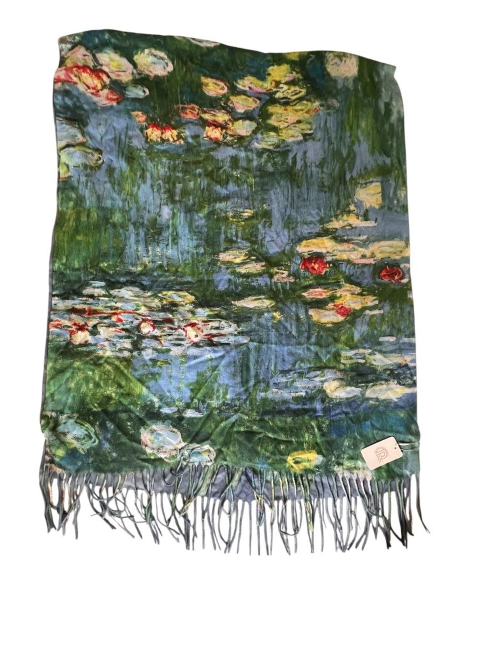 Reversible Fringed Shawl Wrap Van Gogh Almond Blossoms & Monet Water Lilies NWT - Picture 15 of 16